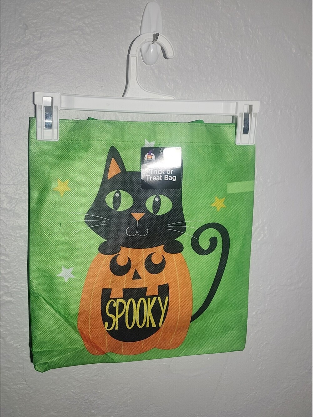 Happy Halloween Reusable Trick or Treat Bag - Green/Cat/Pumpkin 🐈⬛🎃 - NEW
